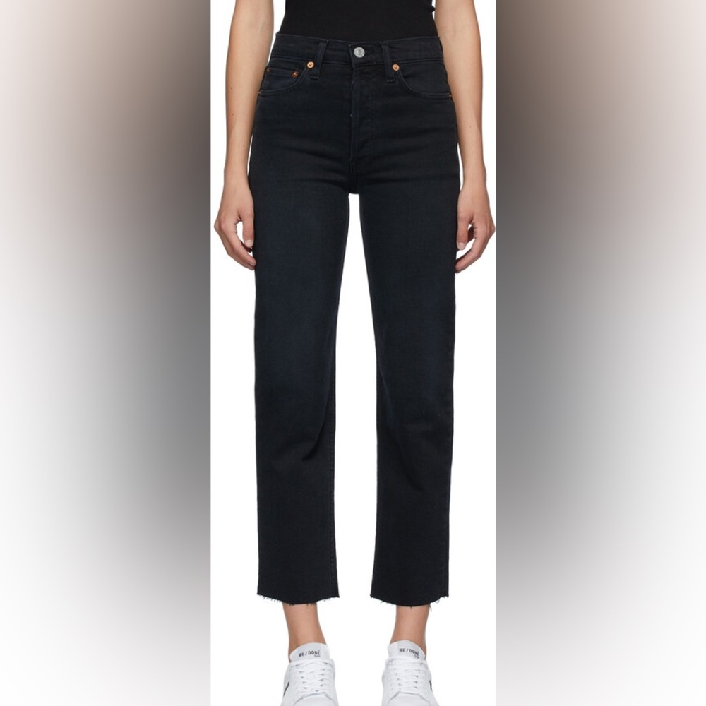 Re/Done Women’s Black High Rise Stove Pipe Jeans